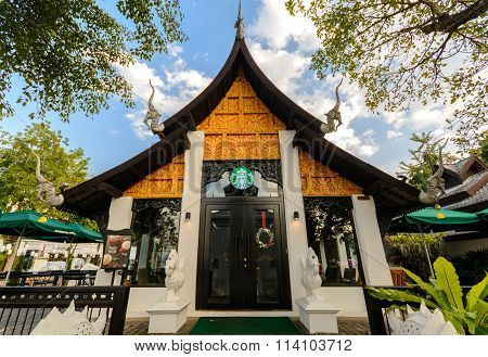 Thailand Lanna style architecture Starbucks