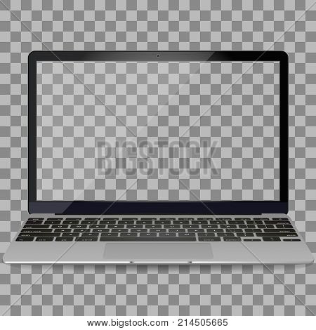 LCD monitor imac style for computer with blank screen isolated on white background. Monitor with transparent monitor screen. Computer screen - vector illustration.