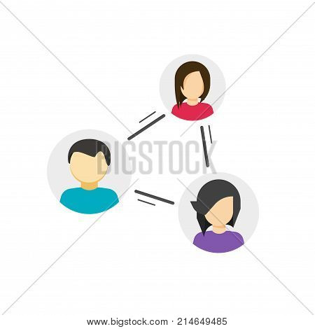 Collaborate or share links between community vector icon, concept of peer or link between social people, persons relation circle, group communication or connection, collaboration network, relationship