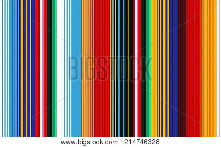 Seamless pattern with colorful stripes for fabric and wallpaper. Mexican Blanket Stripes Seamless Vector Pattern. Background for Cinco de Mayo Party Decor or Mexican Food Restaurant Menu.