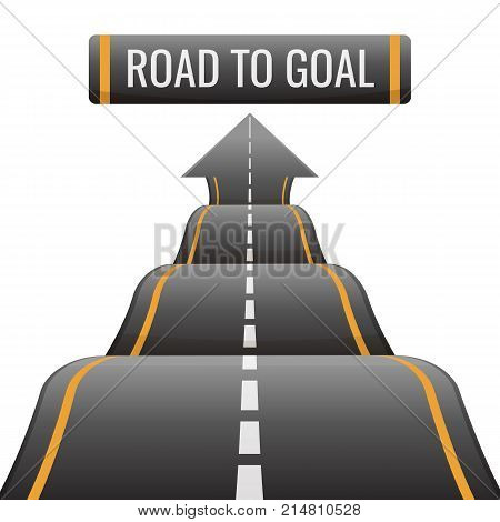 Road to goal way to success, achievement new opportunities aspect. Speedway moving to new perspectives, abstract path with marking vector illustration