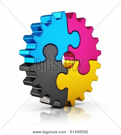 CMYK puzzle gear