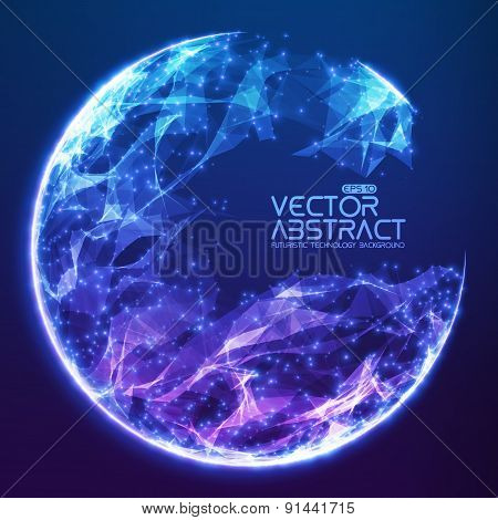 Abstract vector demolished sphere background. Futuristic technology style. Elegant background for bu