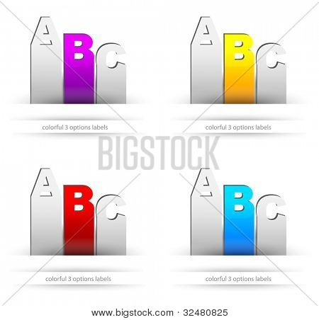 3 선택과 용지 스타일 레이블입니다. 이상적인 웹 사용, 제품 비교 또는 infograph depliant