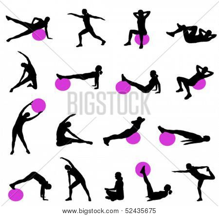 silhouettes of women doing pilates