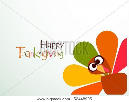 Beautiful, colorful cartoon of turkey bird for Happy Thanksgiving celebration, can be use as flyer, poster or banner. 