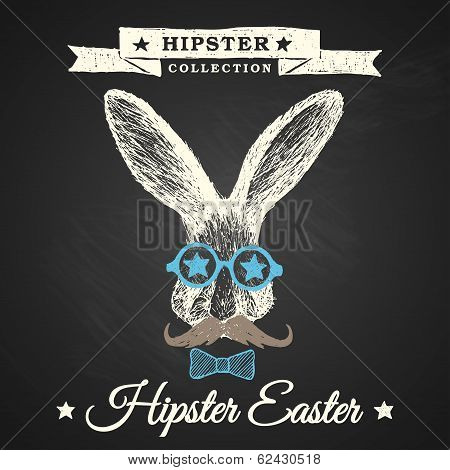 Hipster Easter - Easter Poster With Bunny.