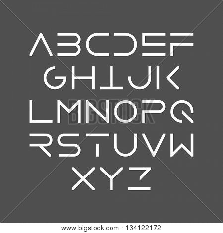 Thin line bold style uppercase modern font, typeface, minimalist style. Latin alphabet letters. Vector design element.