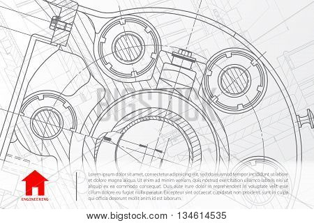 Vector technical blueprint of mechanism. Engineer illustration.  Architect background