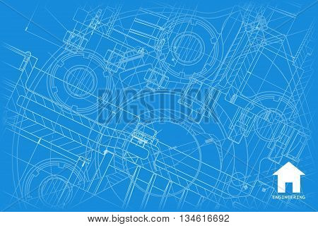 Vector technical blueprint of mechanism. Engineer illustration.  Architect background