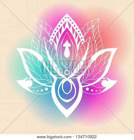 Lotus Mandala. Vector ornamental Lotus ethnic zentang. Ornamental Boho Style lotus Flower. Indian Lotus. Lotus Mehndi. Vector illustration. Yoga India arabic om