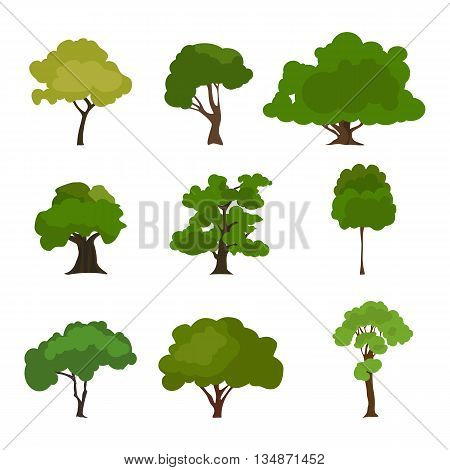 Tree icon set. Rree silhouette forest, leaf tree vector, tree isolated, tree branch. Illustration EPS 10