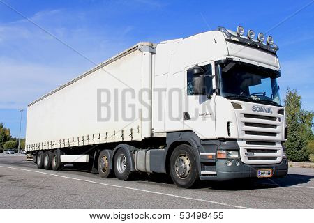 Big White Scania Truck And Trailer