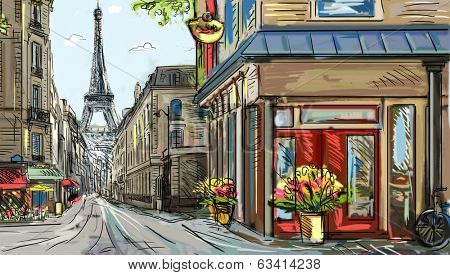 Street in paris - illustration 