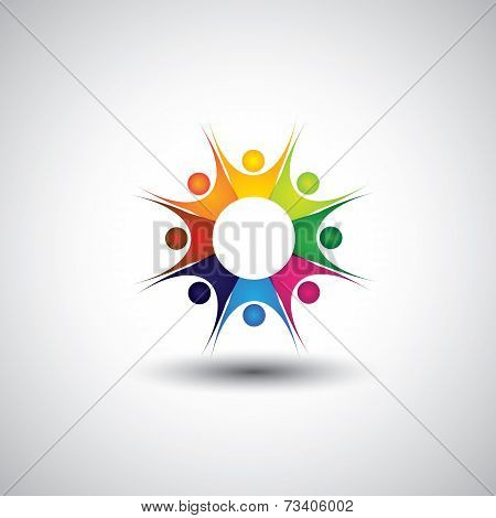 Enthusiastic, Excited Children Or Kids Playing - Concept Vector Graphic