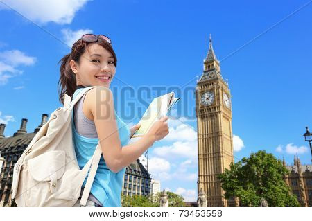 Happy Woman Travel In London