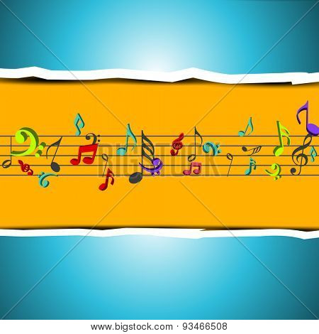 Colorful musical notes on stylish background. can be use as flyer, poster or banner for musical events.