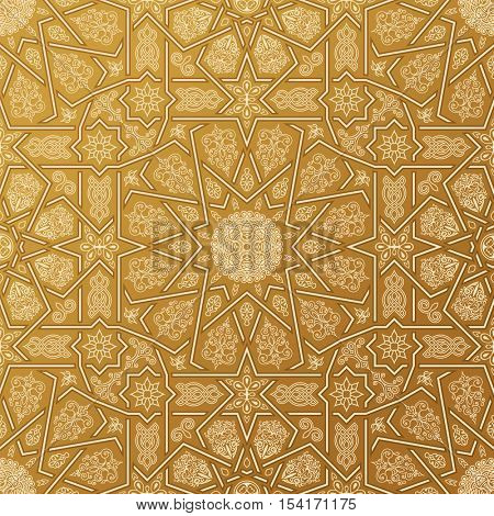 Seamless islamic Moroccan pattern. Arabic geometric ornament. Geometric tiled texture. Vintage repeating background. Vector islam royal pattern. Oriental design and Moroccan wallpaper