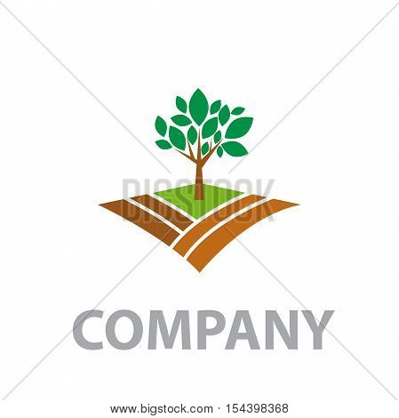 Vector logo Organic farming Greengrocer in abstract shape