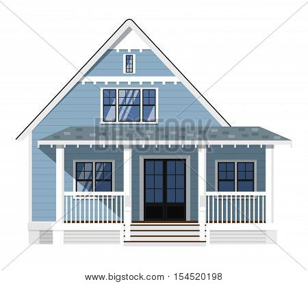 House isolated on white background. Vector house or family home isolated. House exterior, house facade vector. Flat residential house and detailed house exterior. House icon. House illustration. Home icon. Real estate house. House or home logo. Cottage.