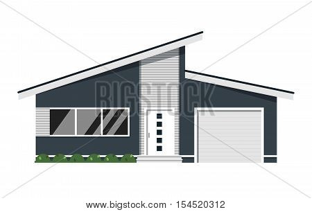 House isolated on white background. Vector house or family home isolated. House exterior, house facade vector. Flat residential house and detailed house exterior. House icon. House illustration. Home icon. Real estate house. House or home logo. Cottage.