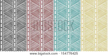 Abstract Tribal Pattern. African Lines Pattern. Seamless Ethnic Pattern with Lines. Colorful Pattern. Vector Pattern Set. Stripes Pattern. Vector Seamless Pattern.