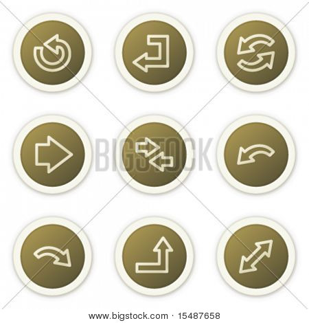 Pijlen web icons set 1, brown circle knoppen serie