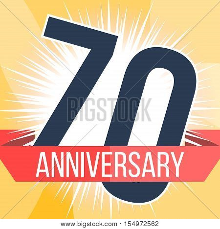 Seventy years anniversary banner. 70th anniversary logo. Vector illustration.