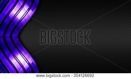 Purple And Black Shiny Metal Background And Carbon Fiber Texture. Metal Background And Texture. 3d I