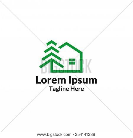 Green House Logo, Tree House Logo,house Logo, Green Home Icon, Green House Icon Vector Isolated On W