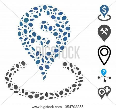 Dot Mosaic Based On Business Geotargeting. Mosaic Vector Business Geotargeting Is Formed With Random