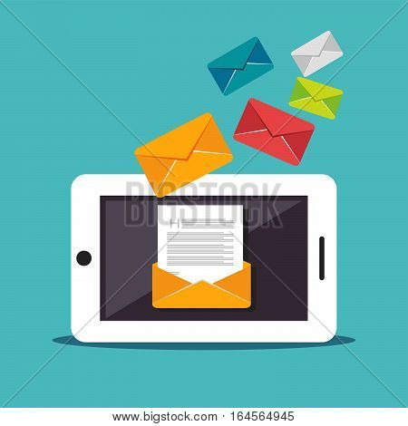 Email illustration. Digital Marketing. Sending or receiving email concept illustration. flat design. Email marketing. Broadcast email.