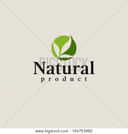 Natural product logo design vector template. Leaf icon