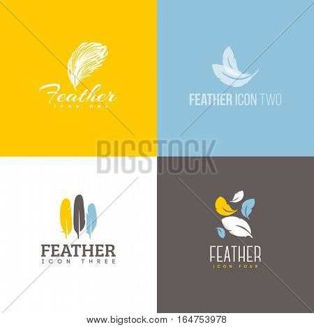 Feather icon. Set of logo design vector templates