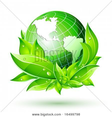 3D-Vector Eco Concept met Leafs rond de Earth Globe