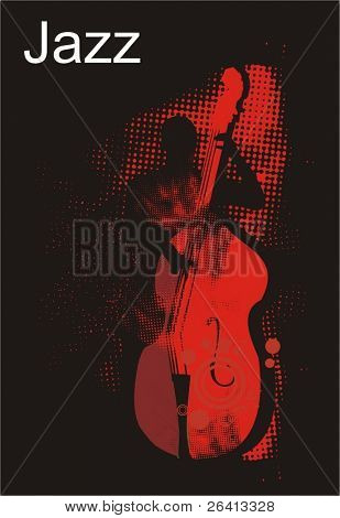 performance du bassiste de jazz, texture motif demi-teinte, illustration vectorielle