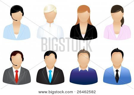 Set Of Business People Icons, Isolated On White