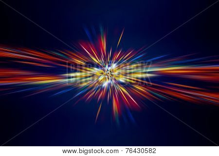 Abstract digital lights background, colorful light rays on dark blue background, festive firework, new year holidays celebration concept