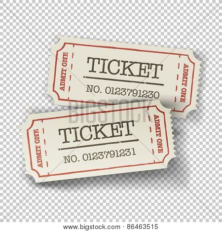 Two cinema tickets (pair). Isolated on transparent background, vector illustration.