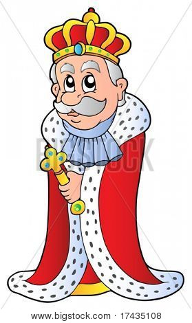 King holding sceptre - vector illustration.