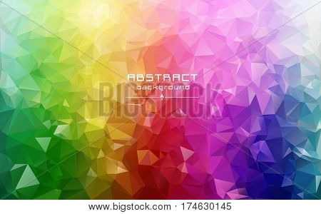 Abstract Low Poly Triangles Background. Futuristic Pattern. Red, Blue, Yellow, Green. Light To Dark,