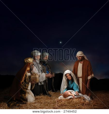 Christmas Nativity With Wise Men