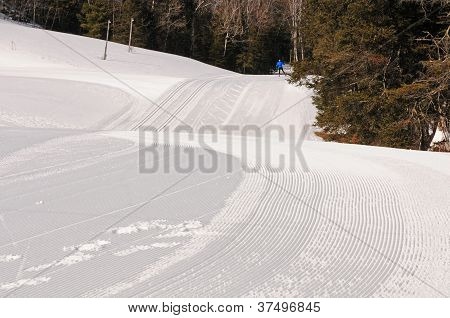 在冬季公园国家滑雪道交叉培养