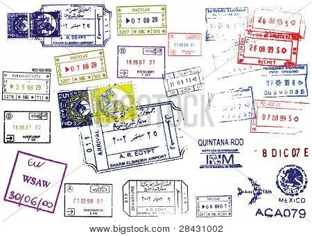 Passport Stamps. This image is a vector illustration and can be scaled to any size without loss of resolution.