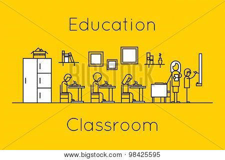 Classroom education thin line concept