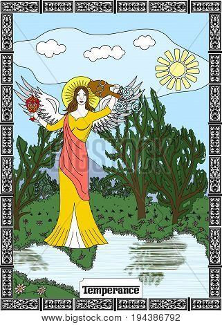 the illustration - card for tarot - the Temperance.