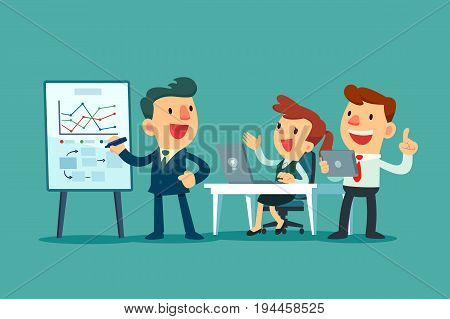 Business team working together in office. Business leader discussing business strategy with his team.