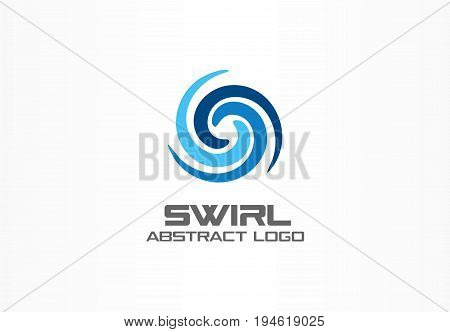 Abstract logo for business company. Corporate identity design element. Eco, nature, whirlpool, spa, aqua swirl Logotype idea. Water spiral, blue circle three segment mix concept. Colorful Vector icon