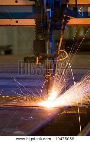 Cutting metal with plasma laser close up - a series of METAL INDUSTRY images.