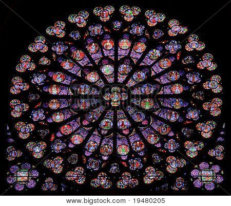 Stained-glass window of Notre Dame de Paris